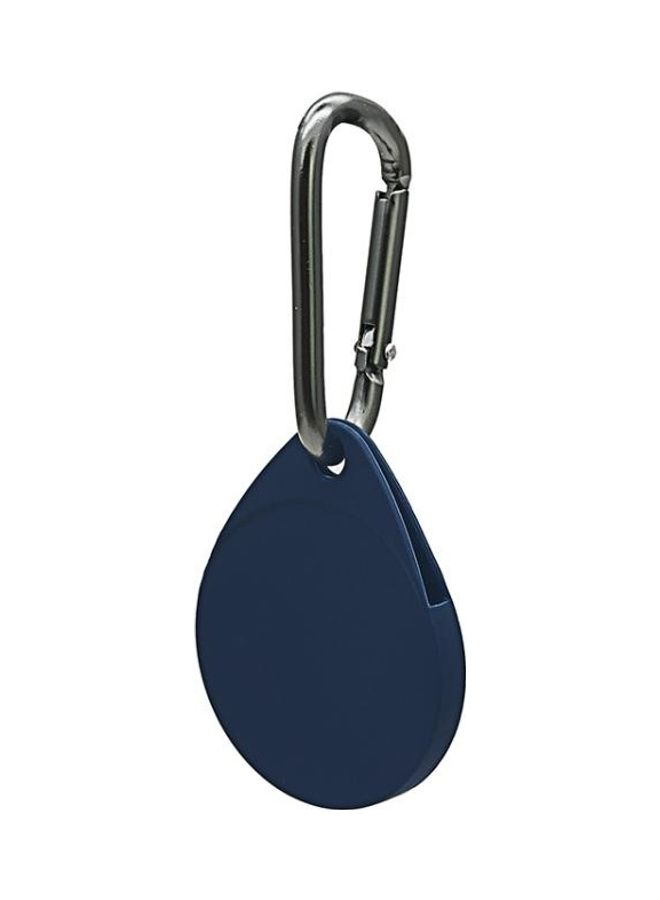 BGM - 2-Piece Drop Shape  Shockproof Anti-Scratch Silicone Protective Case with Carabiner For Apple AirTag Dark Blue - Image 1
