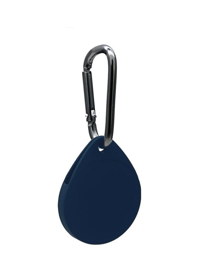 BGM - 2-Piece Drop Shape  Shockproof Anti-Scratch Silicone Protective Case with Carabiner For Apple AirTag Dark Blue - Image 1