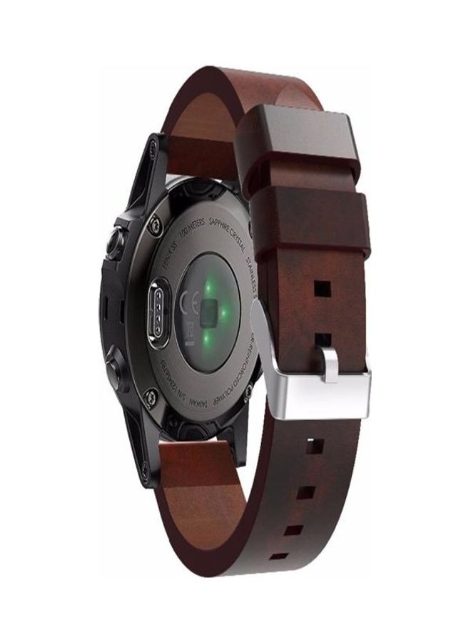 BGM Leather Strap For Garmin Fenix 5S Coffee - Image 1