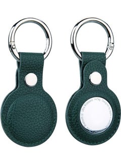 Litchi Texture Leather Protective Case with Key Ring for Apple AirTag Green
