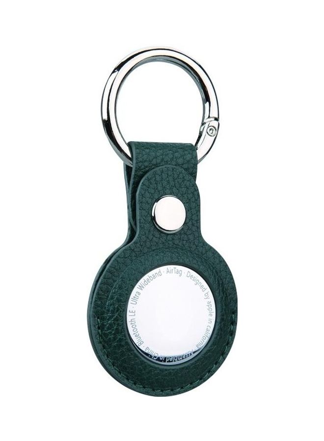 BGM - Litchi Texture Leather Protective Case with Key Ring for Apple AirTag Green - Image 1