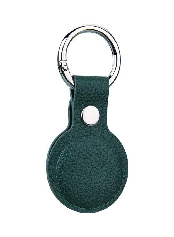 BGM - Litchi Texture Leather Protective Case with Key Ring for Apple AirTag Green - Image 1