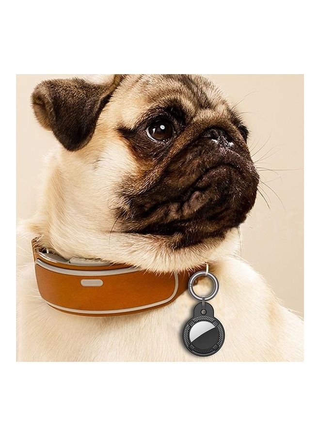 BGM - Round Shape Carbon Fiber Anti-fall Case with Keychain Ring for Apple AirTag Green - Image 1