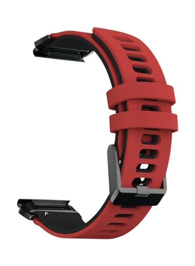 BGM Two-Colour Silicone Quick Release Replacement Strap Watchband For Garmin Fenix 6X Red/Black - Image 1