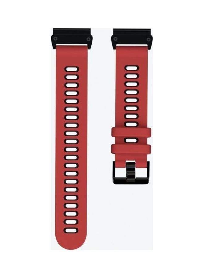 BGM Two-Colour Silicone Quick Release Replacement Strap Watchband For Garmin Fenix 6X Red/Black - Image 2