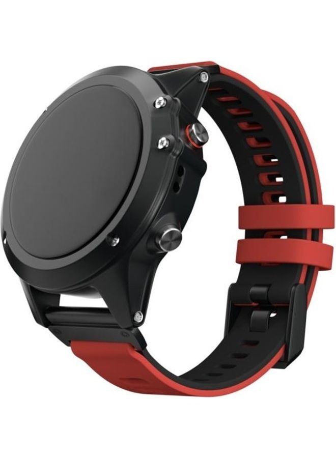 BGM Two-Colour Silicone Quick Release Replacement Strap Watchband For Garmin Fenix 6X Red/Black - Image 3