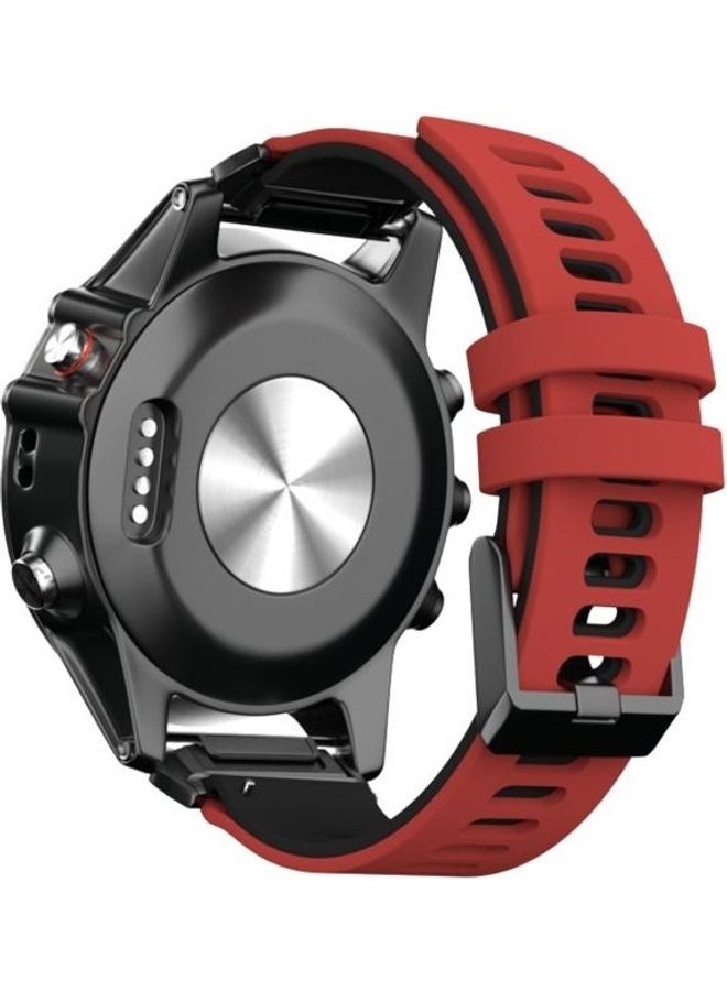 BGM Two-Colour Silicone Quick Release Replacement Strap Watchband For Garmin Fenix 6X Red/Black - Image 5