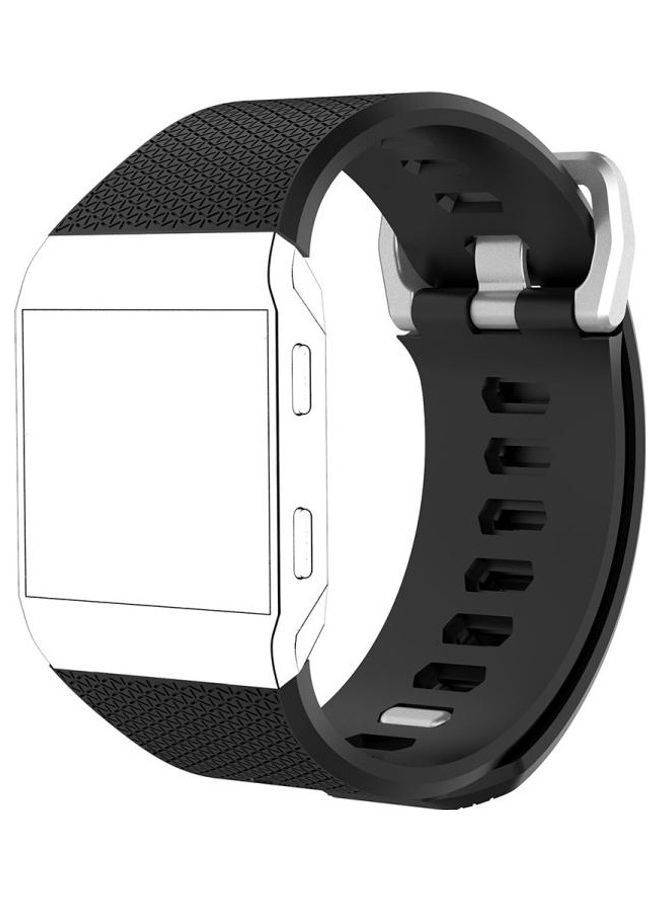 BGM Herringbone Texture Silicone Replacement Wrist Strap Watchband with Buckle For Fitbit Ionic Light Grey - Image 3
