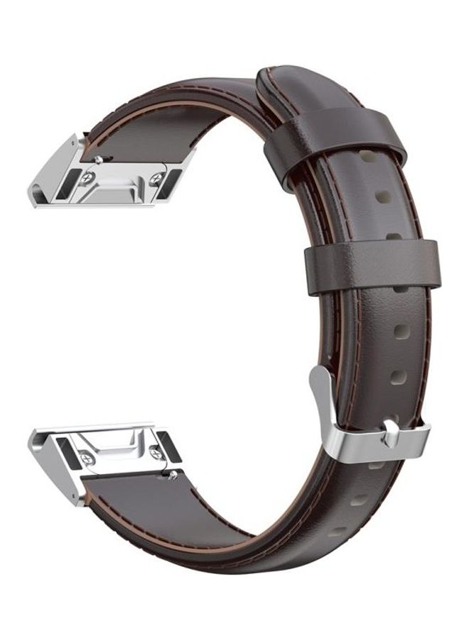 BGM Oil Wax Calfskin Quick Release Strap For Garmin Fenix 6X Brown - Image 1