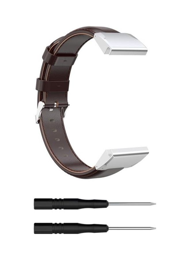 BGM Oil Wax Calfskin Quick Release Strap For Garmin Fenix 6X Brown - Image 2