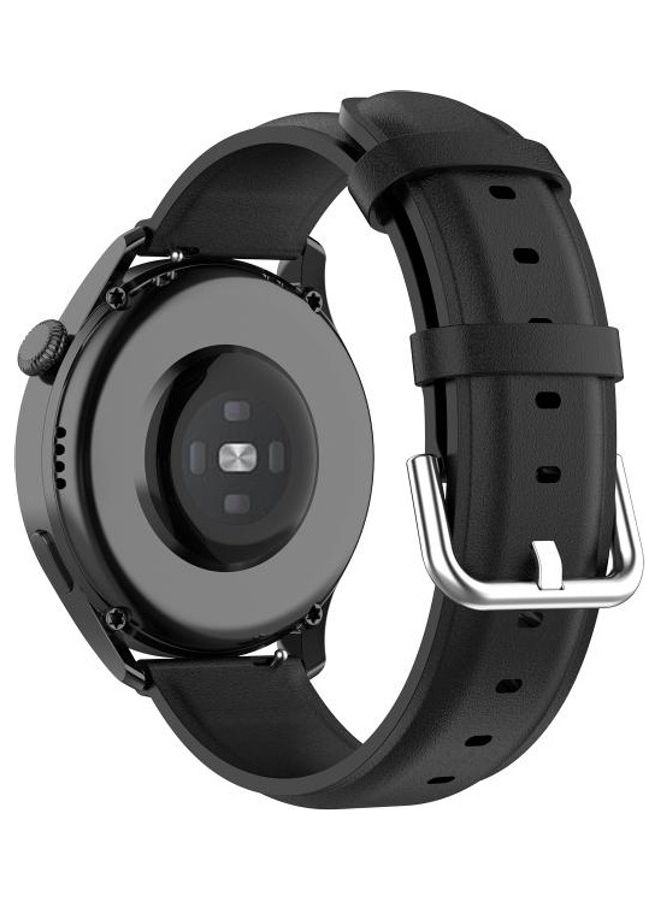 BGM Round Tail Leather Replacement Strap Watchband For Huawei Watch 3 / 3 Pro 22mm Black - Image 5