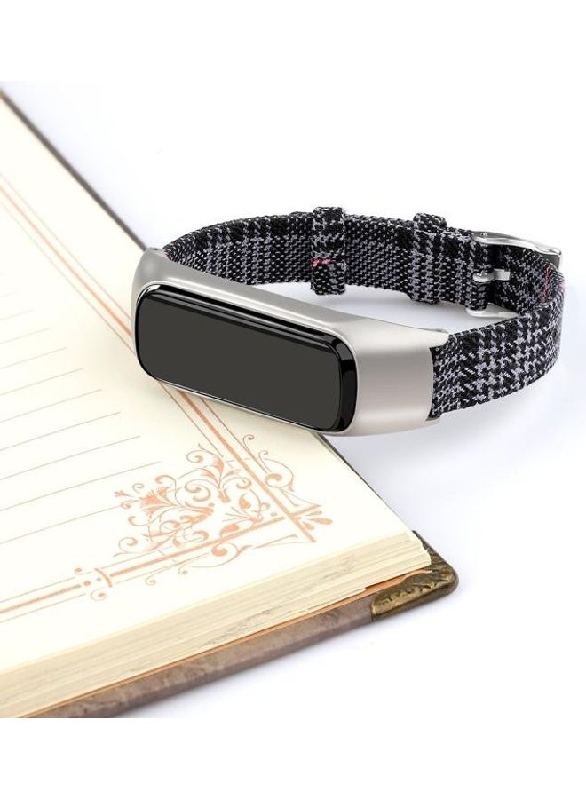 BGM Stainless Steel Canvas Strap For Samsung Galaxy Fit Black - Image 5