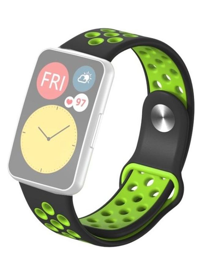 BGM Silicone Two-colour Reverse Buckle Replacement Strap Watchband For Huawei Watch Fit Black - Image 1