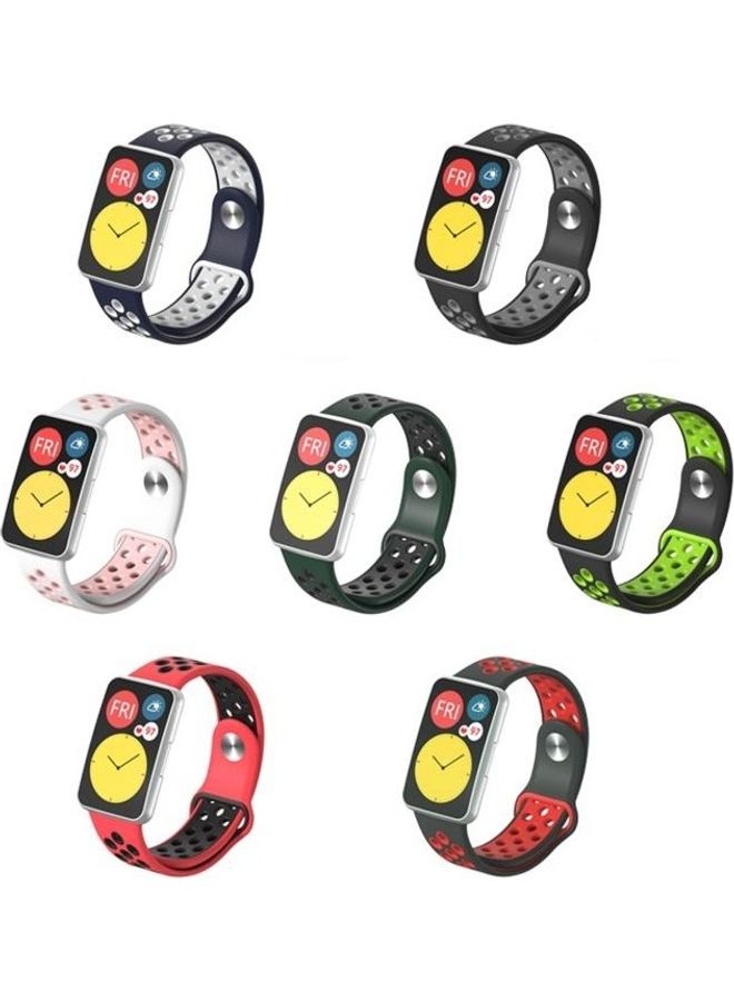 BGM Silicone Two-colour Reverse Buckle Replacement Strap Watchband For Huawei Watch Fit Black - Image 3