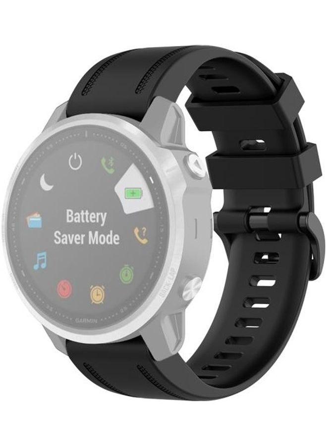 BGM 20mm Quick Release Official Texture Wrist Strap Watchband with Plastic Button For Garmin Fenix 6S Black - Image 1