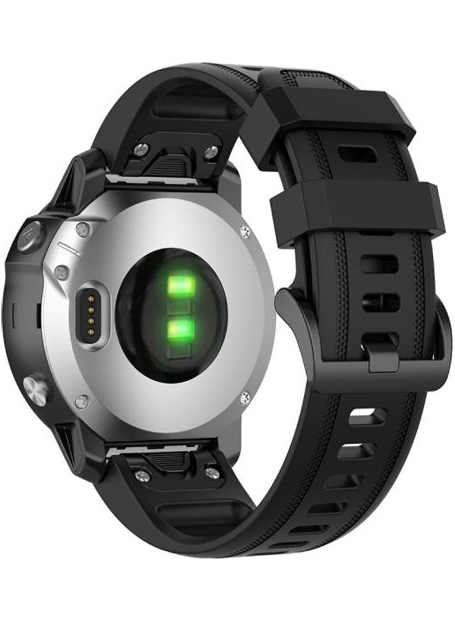 BGM 20mm Quick Release Official Texture Wrist Strap Watchband with Plastic Button For Garmin Fenix 6S Black - Image 2