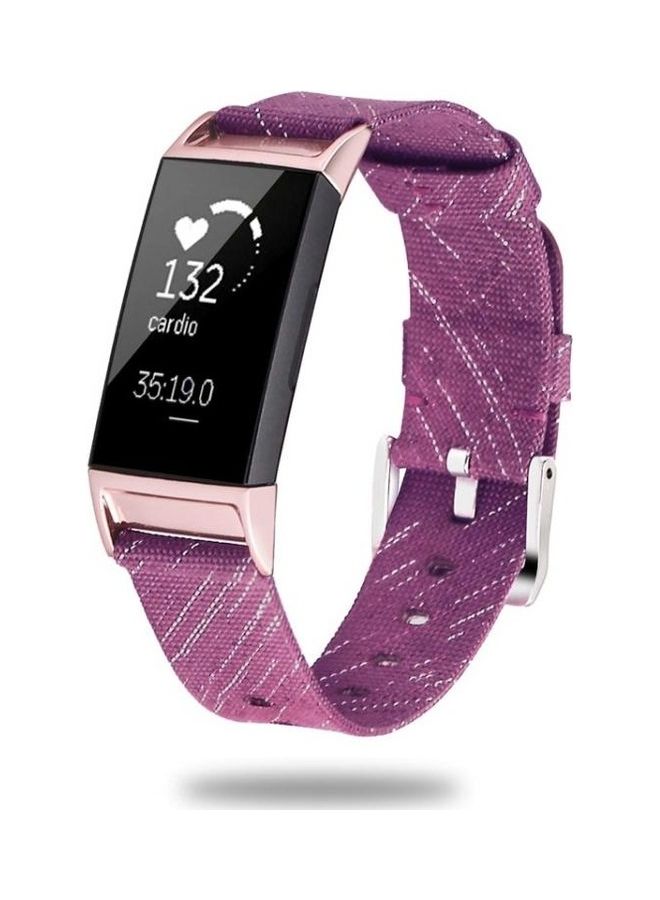 BGM Nylon Canvas Strap For Fitbit Charge 3 Watch Purple - Image 1