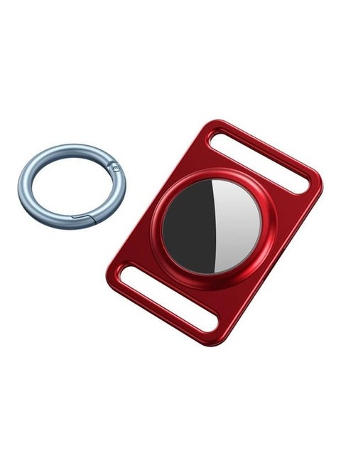 Magnetic Metal Protective Cover Case with Switchable Keychain Ring for Apple AirTag Red