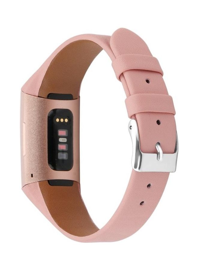 BGM Plastic Leather Strap For Fitbit Charge 3 Pink - Image 3