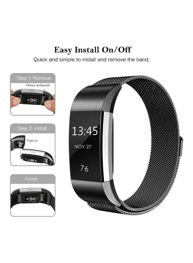 BGM Smart Watch Stainless Steel Wrist Strap Watchband for FITBIT Charge 2 Blue - Image 4