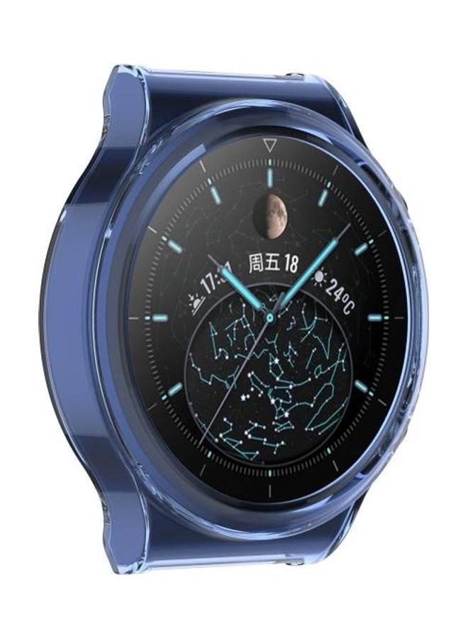 BGM Half Coverage Hollowed TPU Protective Case For Huawei Watch GT 2 Pro/GT 2 Transparent Blue - Image 5