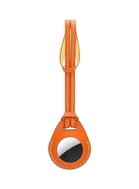 Shockproof Anti-Scratch Leather Protective Case Cover with Hang Loop For Apple AirTag Orange