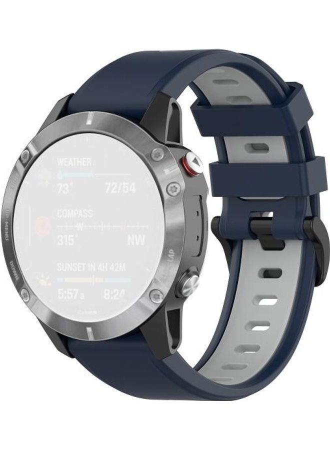 BGM Twon Colour Strap For Garmin Fenix 6 Midnight Blue/Grey - Image 3
