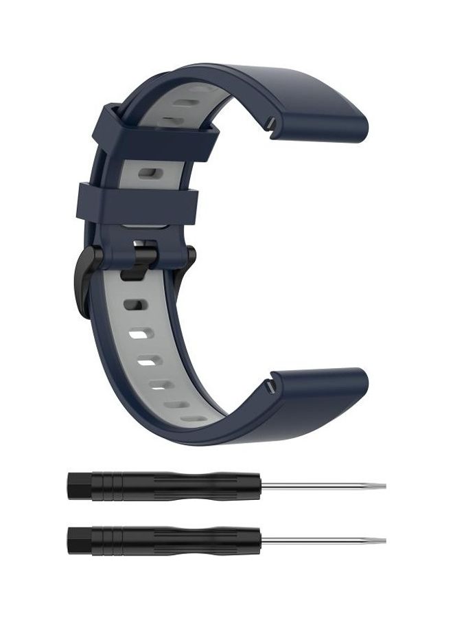 BGM Twon Colour Strap For Garmin Fenix 6 Midnight Blue/Grey - Image 5
