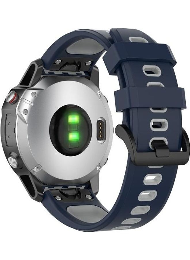 BGM Twon Colour Strap For Garmin Fenix 6 Midnight Blue/Grey - Image 4