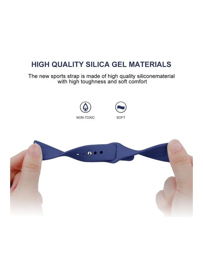 بي جي إم سوار من السيليكون بلون سادة وإبزيم خلفي لساعة جارمين فيفو أكتيف 3/ فيفو موف HR - مقاس صغير كحلي - Image 4