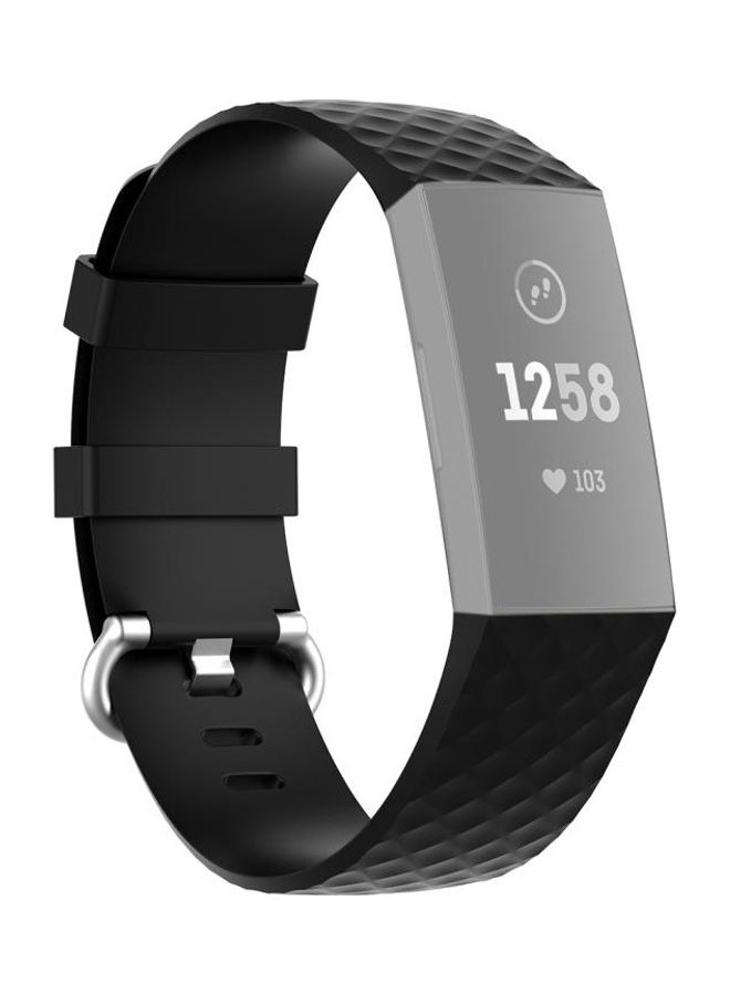 BGM 18mm Buckle TPU Wrist Strap Watch Band for Fitbit Charge 4 / Charge 3 / Charge 3 SE Black - Image 1