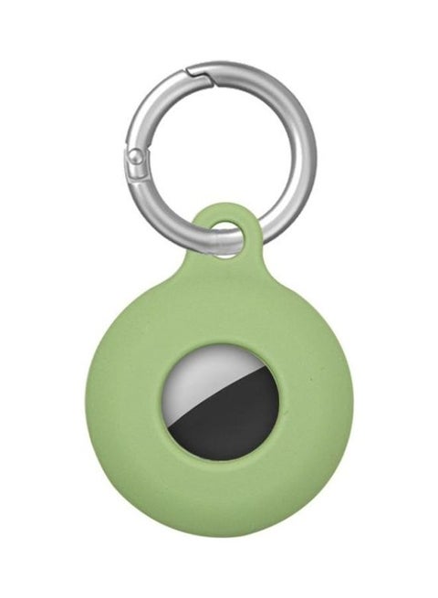 Dual-Side Hollow Anti-Scratch Silicone Shockproof Protective Cover Case with Keychain Hook Loop For Apple AirTag Light Green
