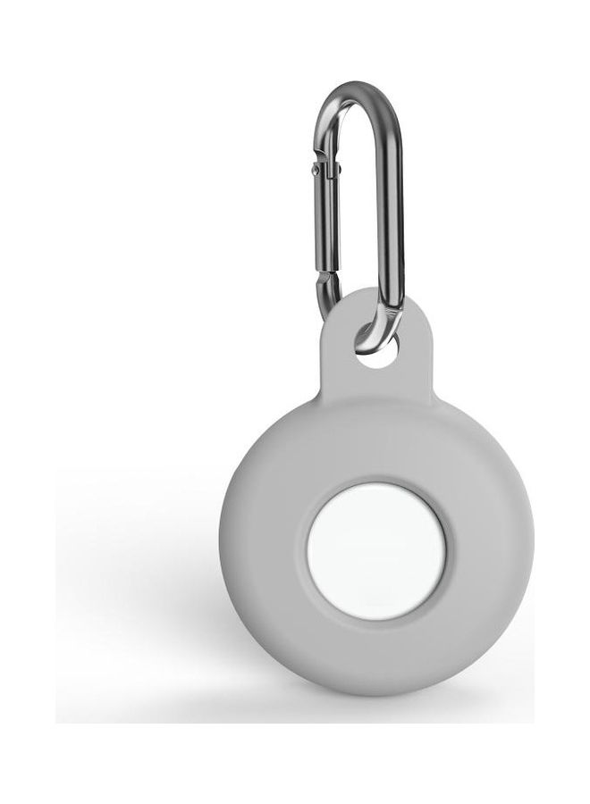 BGM - Anti-Scratch Silicone Shockproof Protective Cover Case with Carabiner For Apple AirTag Light Grey - Image 1
