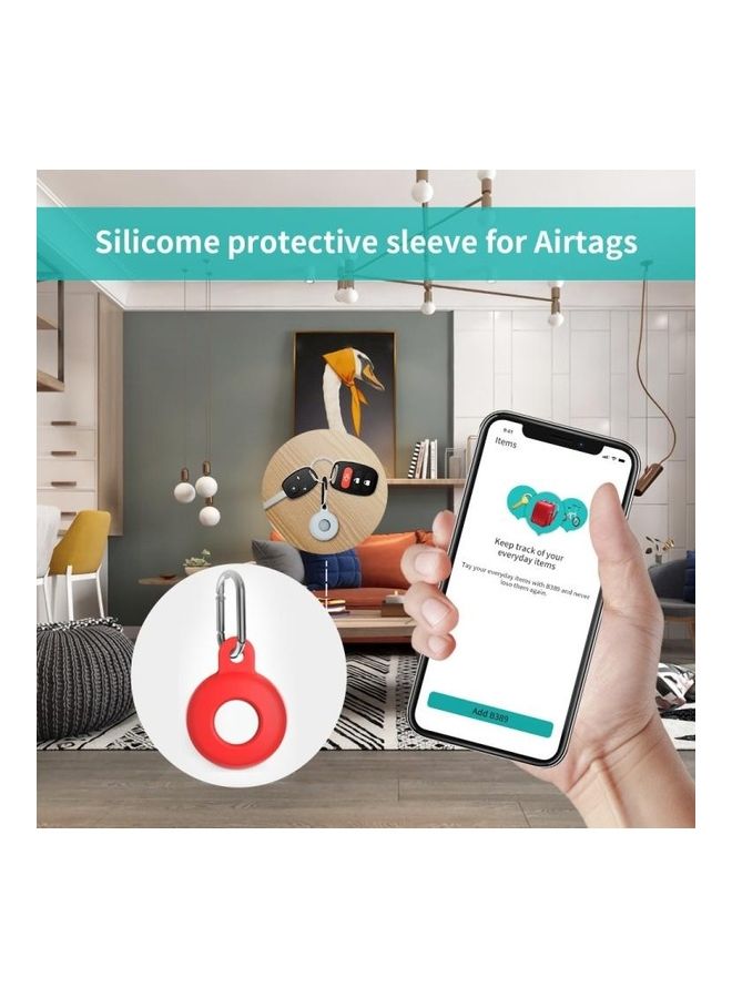 BGM - Anti-Scratch Silicone Shockproof Protective Cover Case with Carabiner For Apple AirTag Light Grey - Image 1