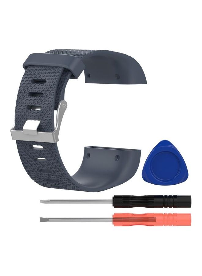 بي جي إم سوار معصم رياضي قابل للتعديل بتصميم معين، مناسب لساعة فيتبيت سيرج. أزرق كحلي - Image 4