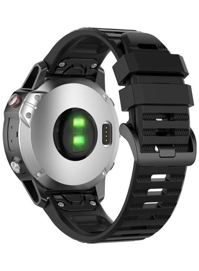 BGM 22mm Quick Release Official Texture Wrist Strap Watchband with Plastic Button For Garmin Fenix 6 Black - Image 2