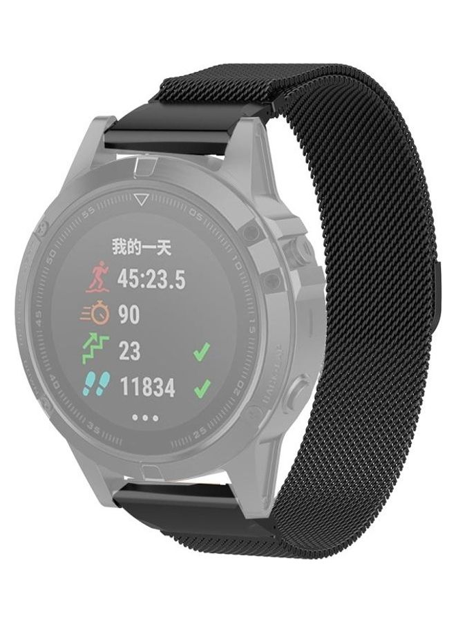 BGM - Milanese Replacement Wrist Strap Watchband For Garmin Fenix 5X Black - Image 1