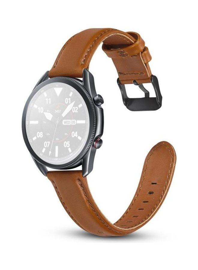 بي جي إم سوار بديل من الجلد بملمس مسطح بمقاس 41 مم لساعة سامسونج جالاكسي 3 بني - Image 1