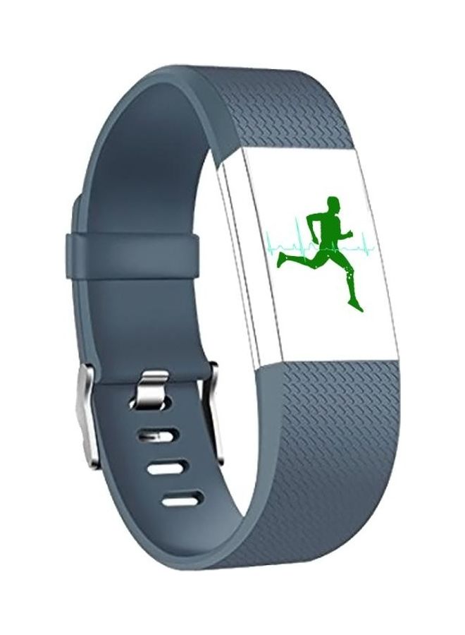 BGM Square Pattern Adjustable Sport Wrist Strap For Fitbit Charge 2 - Large Navy Blue - Image 1