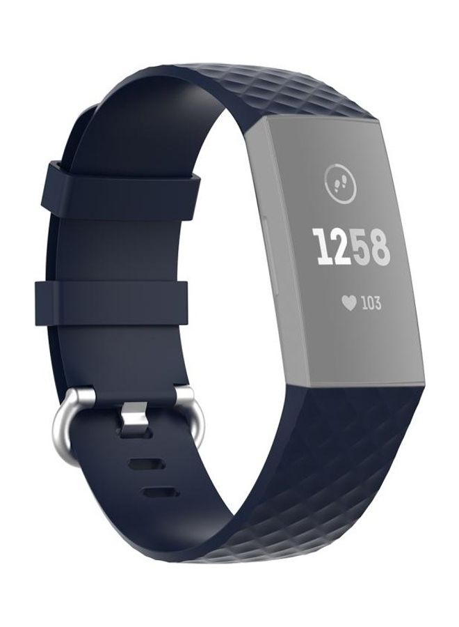 BGM Buckle TPU Wrist Strap Watch Band For Fitbit Charge 4/Charge 3/Charge 3 SE- Large Navy Blue - Image 1