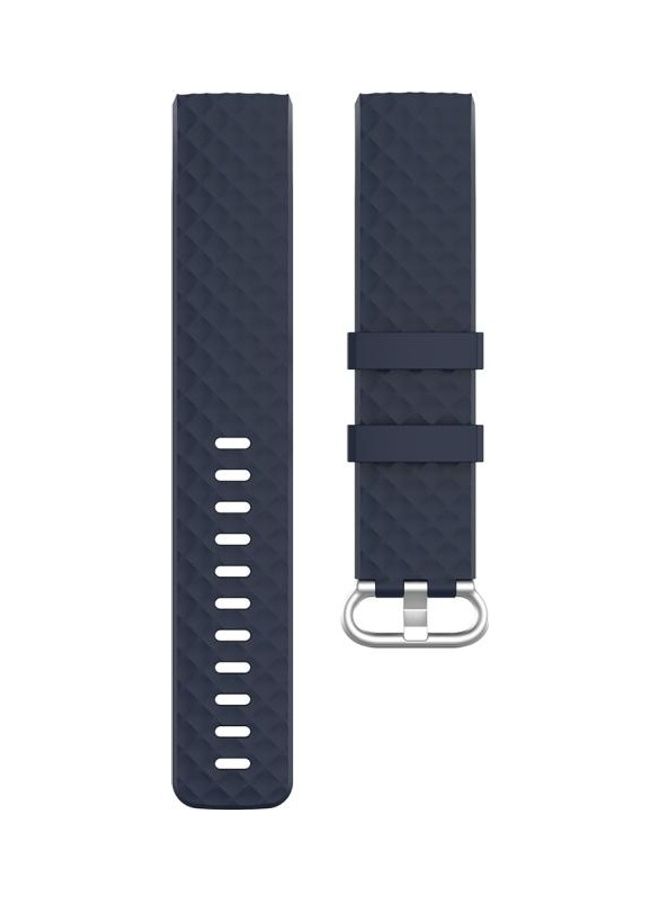 BGM Buckle TPU Wrist Strap Watch Band For Fitbit Charge 4/Charge 3/Charge 3 SE- Large Navy Blue - Image 2