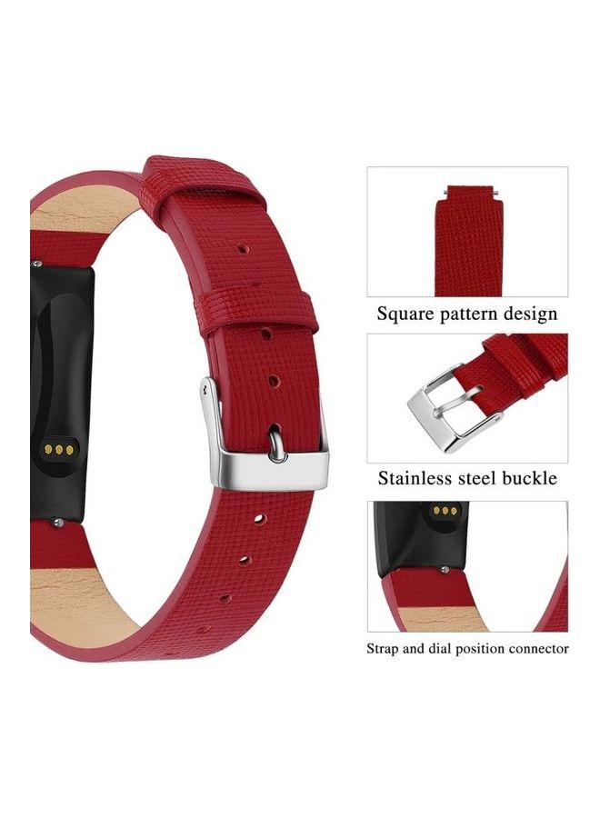 BGM Leather Replacement Band For Fitbit Inspire/Inspire HR Red - Image 3