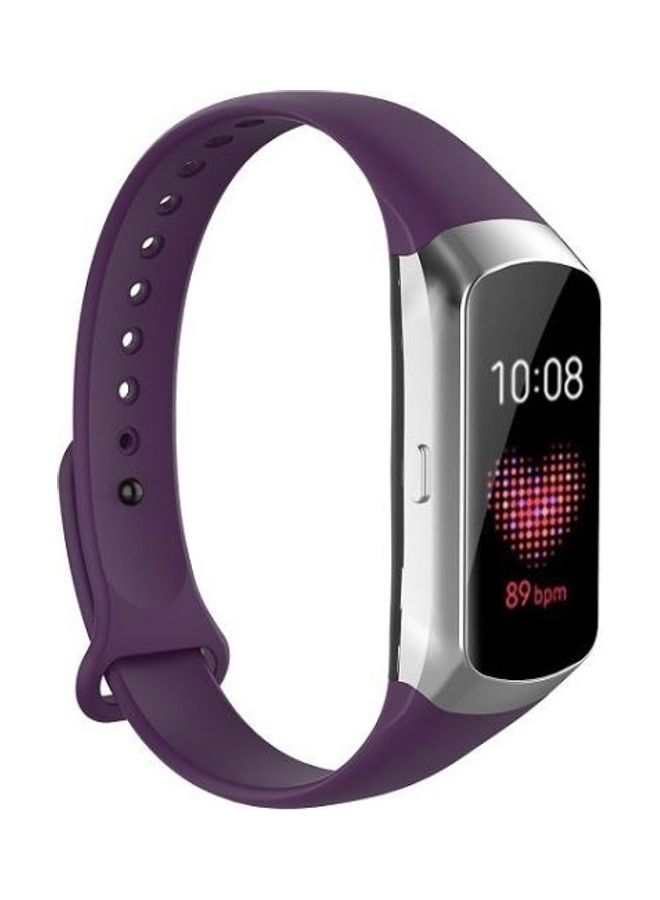 BGM Silicone Glossy Nail Button Replacement Strap Watchband For Samsung Galaxy Fit SM-R370 Purple - Image 3