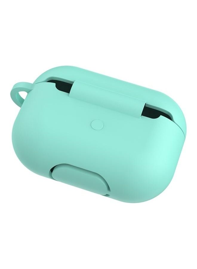 BGM - Solid Colour Silicone Earphone Protective Case for AirPods 3 with Hook Green - Image 1