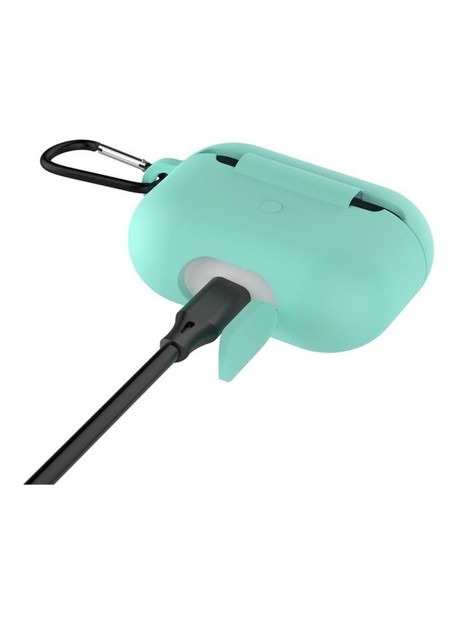 BGM - Solid Colour Silicone Earphone Protective Case for AirPods 3 with Hook Green - Image 1