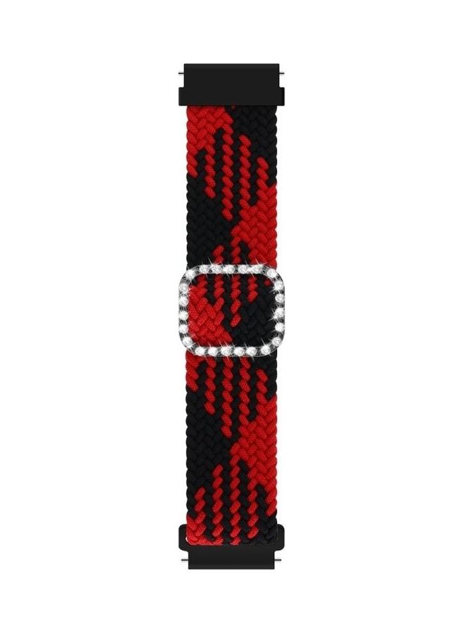 BGM Universal Adjustable Braided Elastic Diamond Buckle Replacement Strap Watchband For Garmin Venu/Vivoactive 3 20mm Red - Image 2
