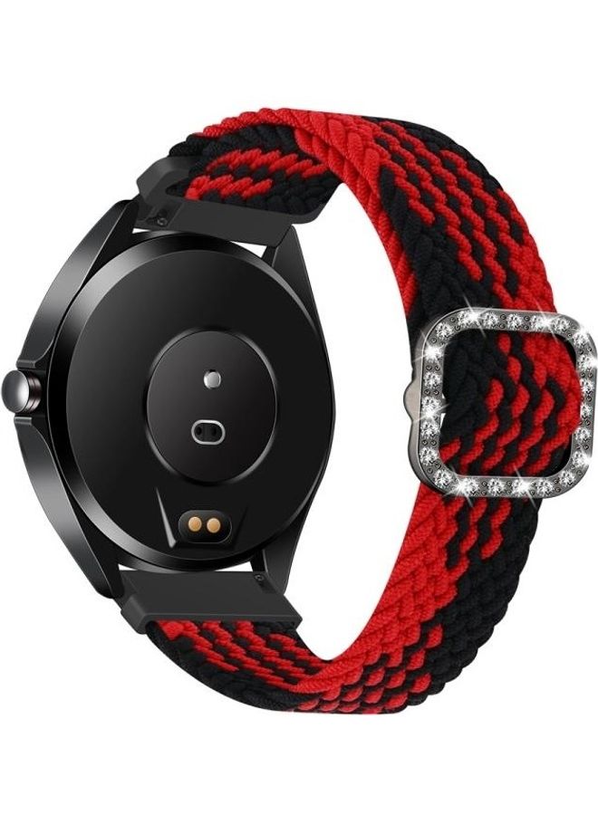 BGM Universal Adjustable Braided Elastic Diamond Buckle Replacement Strap Watchband For Garmin Venu/Vivoactive 3 20mm Red - Image 3