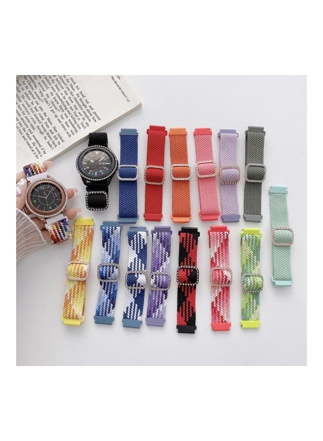 BGM Universal Adjustable Braided Elastic Diamond Buckle Replacement Strap Watchband For Garmin Venu/Vivoactive 3 20mm Red - Image 4