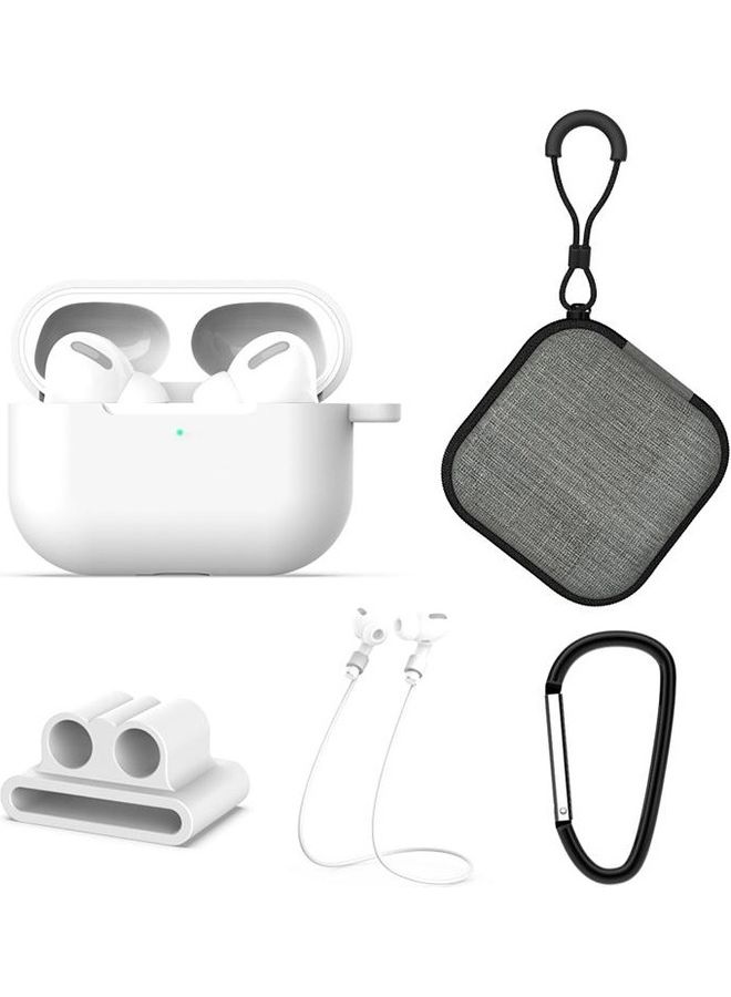 بي جي إم علبة حماية واقية 5 في 1 من السيليكون مع ملحقات لسماعات آيربودز برو أبيض - Image 1