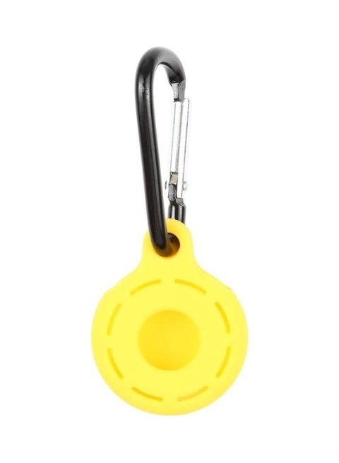 Silica Gel Hollow Out Anti-Scratch Shockproof Protective Cover Soft Case with Keychain Ring Loop For Apple AirTag Yellow